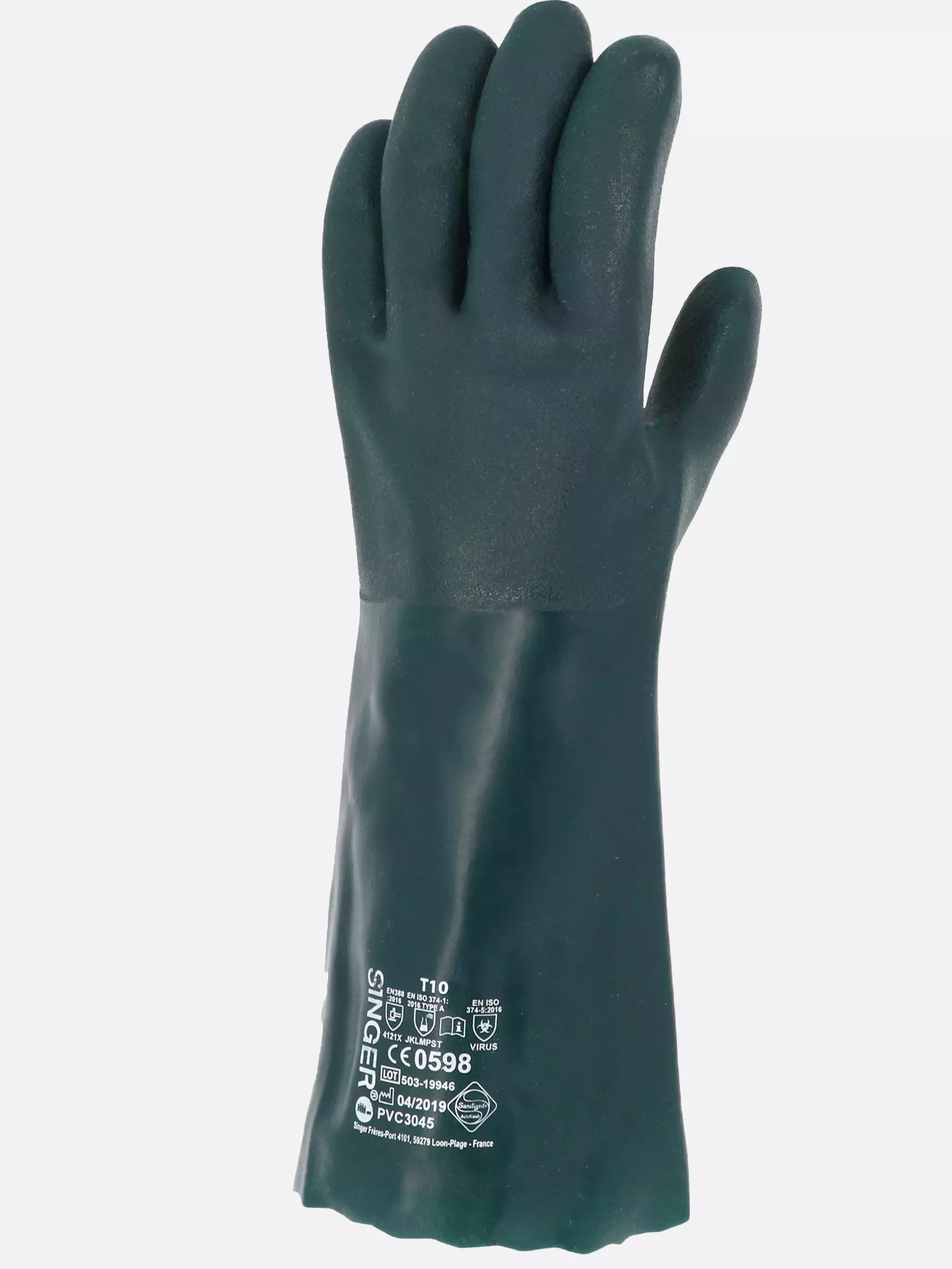 Singer Safety PVC304595, PVC Coated Gloves, 40 cm, Green, image 3