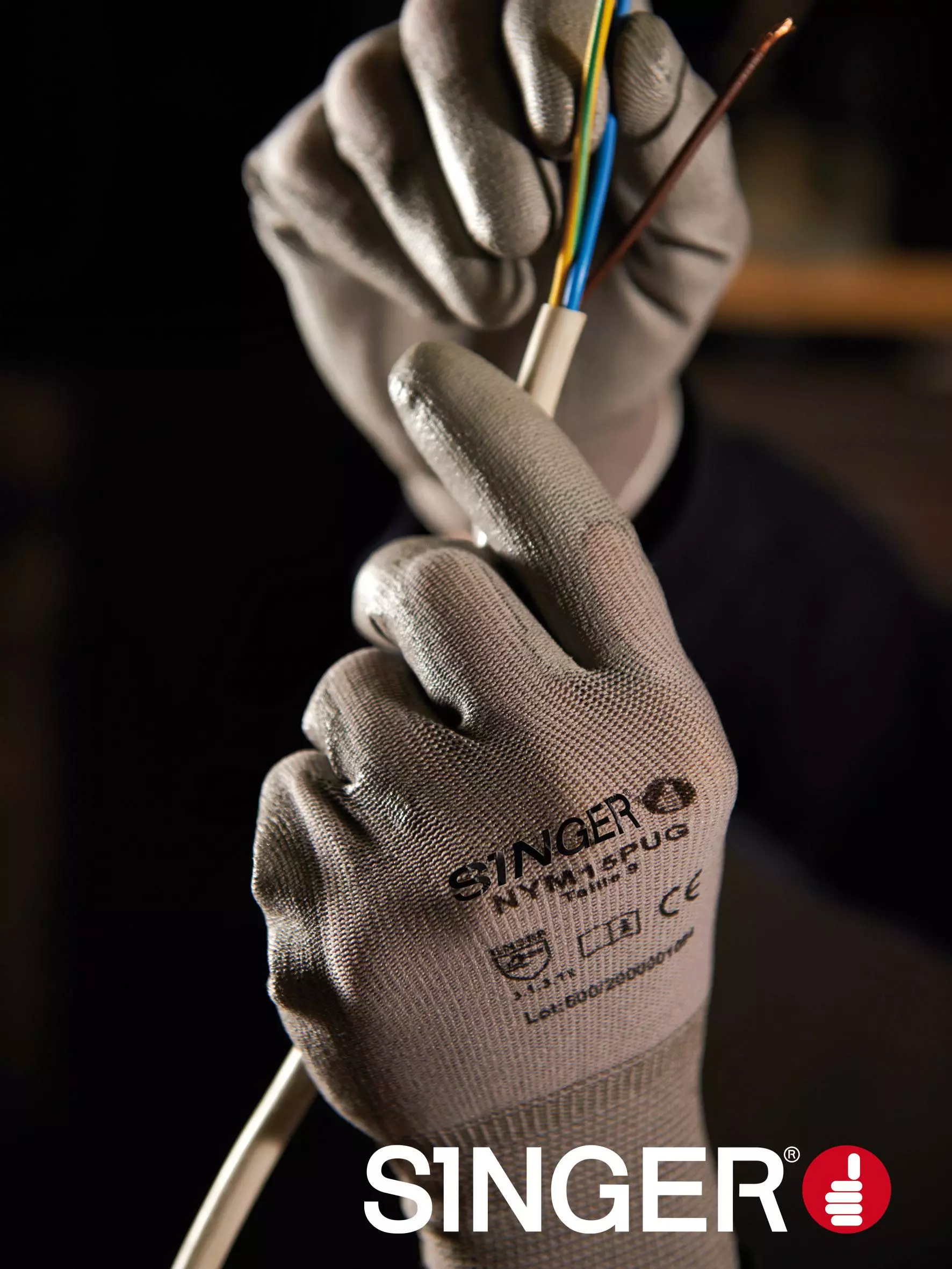 Singer Safety NYM15PUG, Polyamide Gloves, Grey, image 2