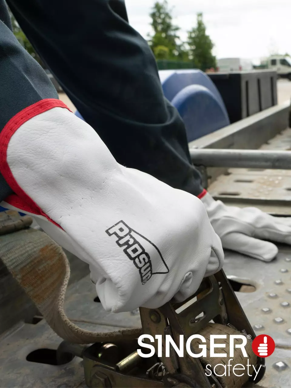 Singer Safety 50F, Cow Grain Leather Gloves, Natural Grey, image 4, gallery thumbnail