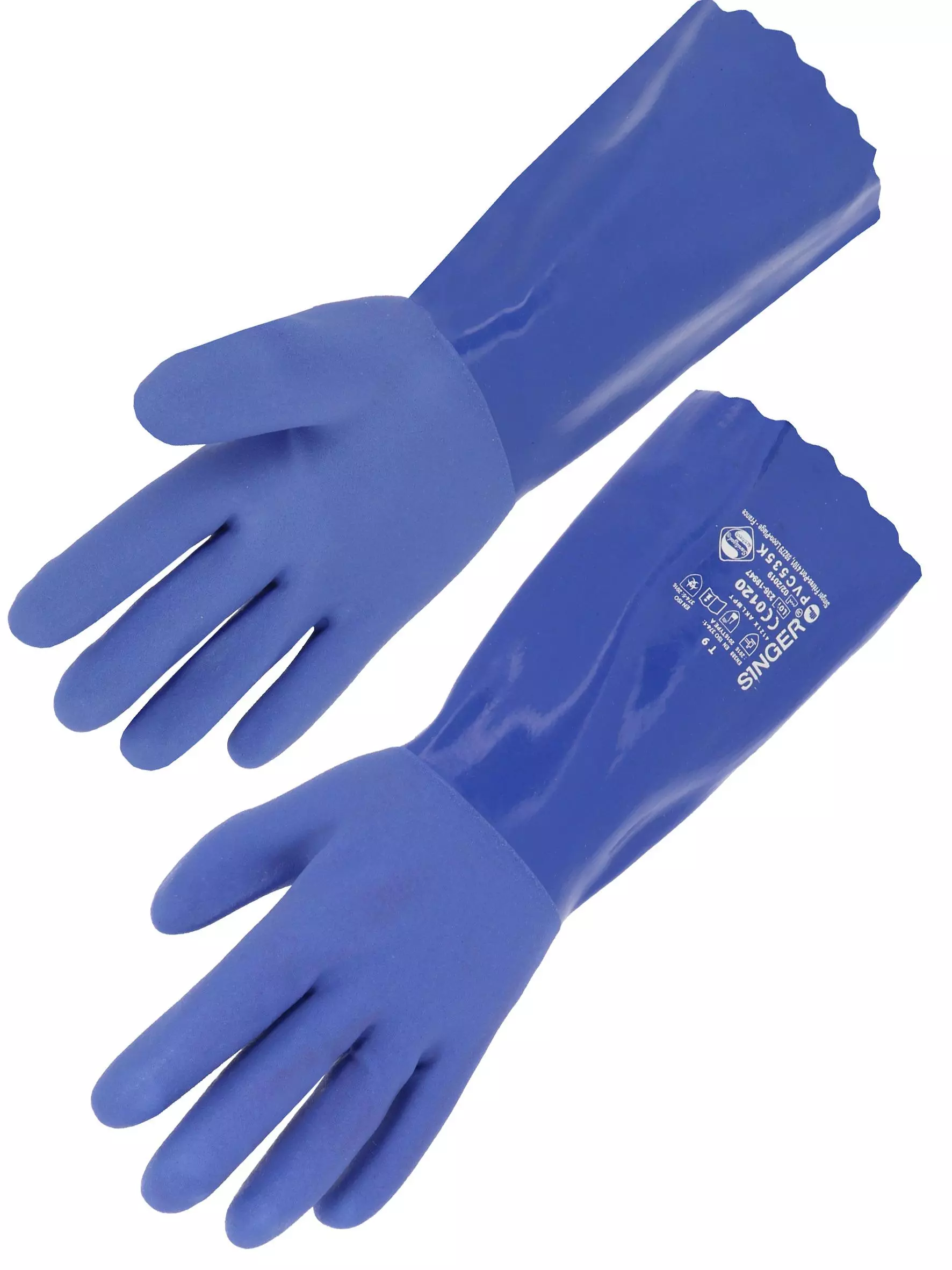 Singer Safety PVC535K, PVC Coated Gloves, 350 mm, Blue