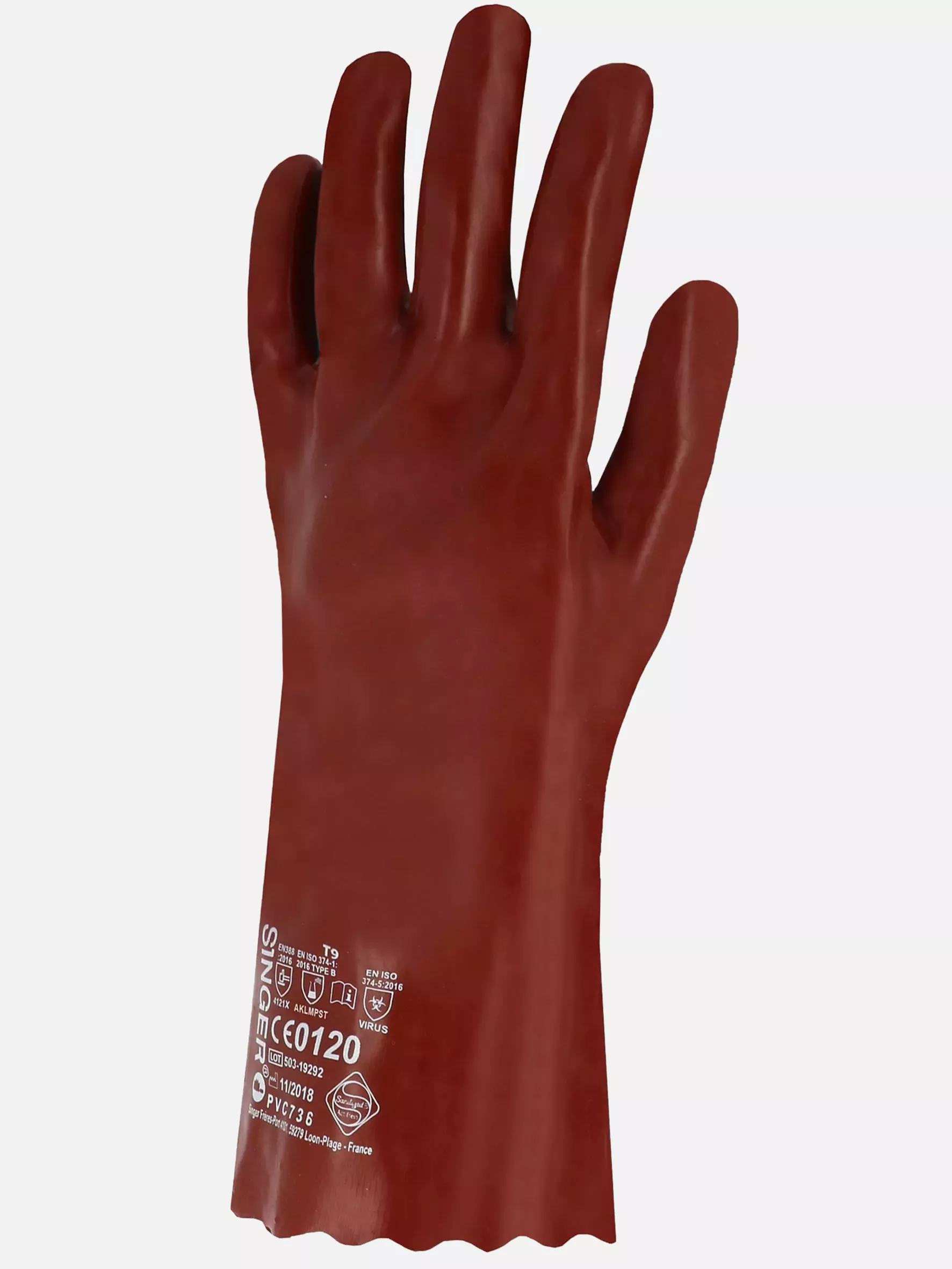 Singer Safety PVC736, PVC Coated Gloves, 350 mm, Red, image 3