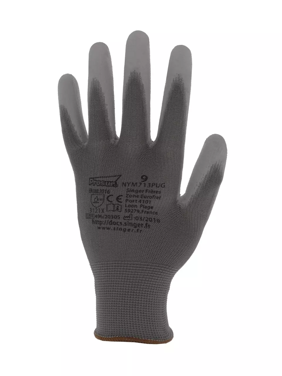 Singer Safety CNYM713PUG, PU Coated Gloves, Grey, image 1, gallery thumbnail