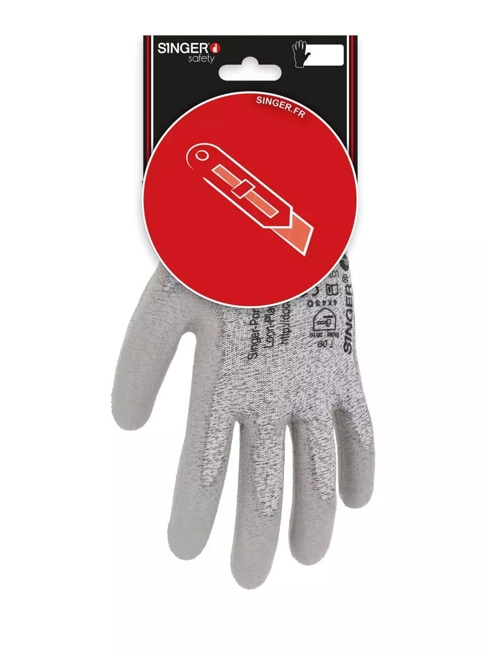 Singer Safety CPHD135PU, Cut Resistant Gloves, Size 6, Grey, image 1, gallery thumbnail