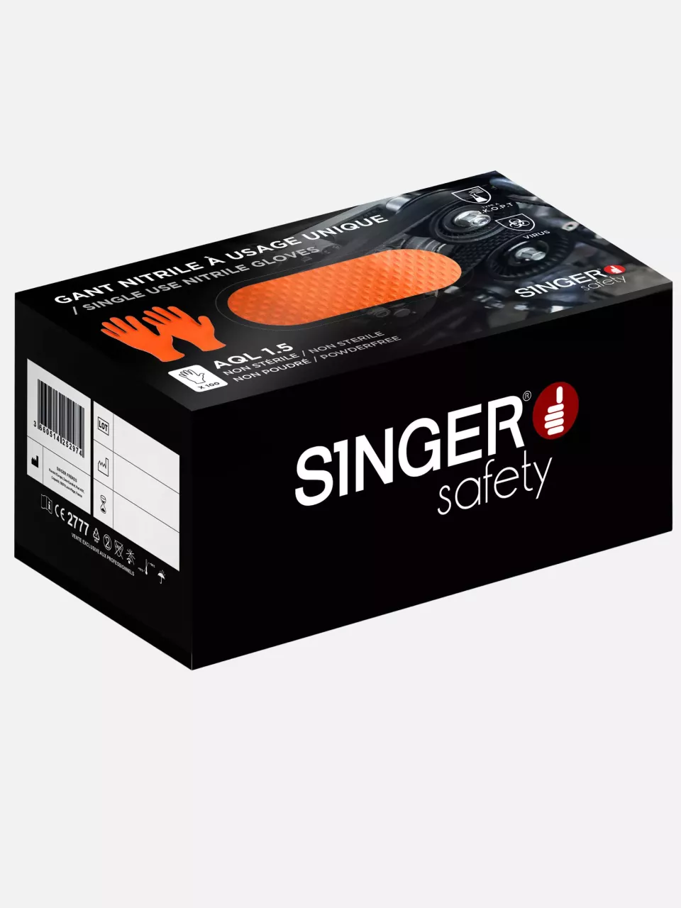 Singer Safety AUU7000, Disposable Nitrile Gloves, Orange, image 5, gallery thumbnail