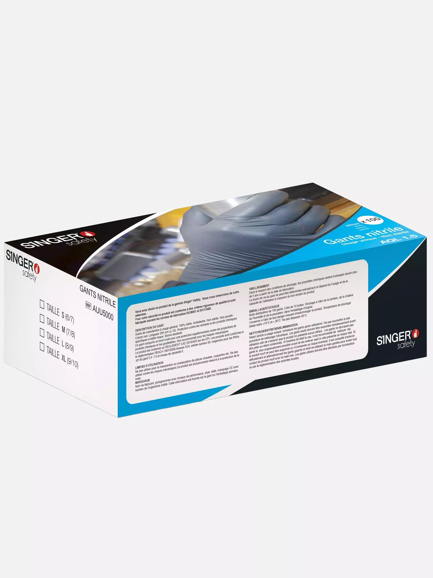 Singer Safety AUU5000, Disposable Nitrile Gloves, Black, image 2