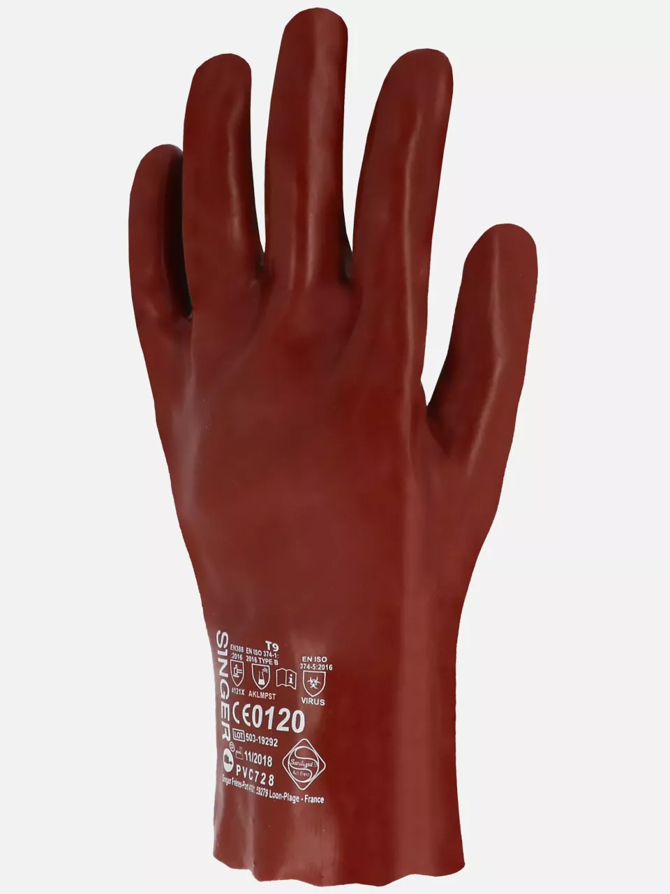 Singer Safety PVC728, PVC Chemical Protection Gloves, 270 mm, Red, image 3, gallery thumbnail