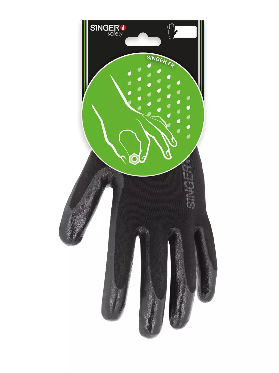 Singer Safety CNYM313NIB, Nitrile Coated Gloves, Black, image 1, gallery thumbnail