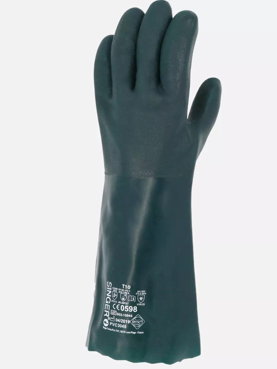 Singer Safety PVC304595, PVC Coated Gloves, 40 cm, Green, image 3, gallery thumbnail