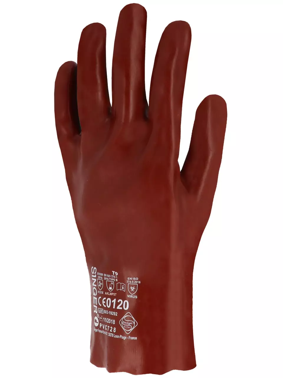 Singer Safety PVC728, PVC-Chemikalienschutzhandschuhe, 270 mm, Rot, image 3, gallery thumbnail