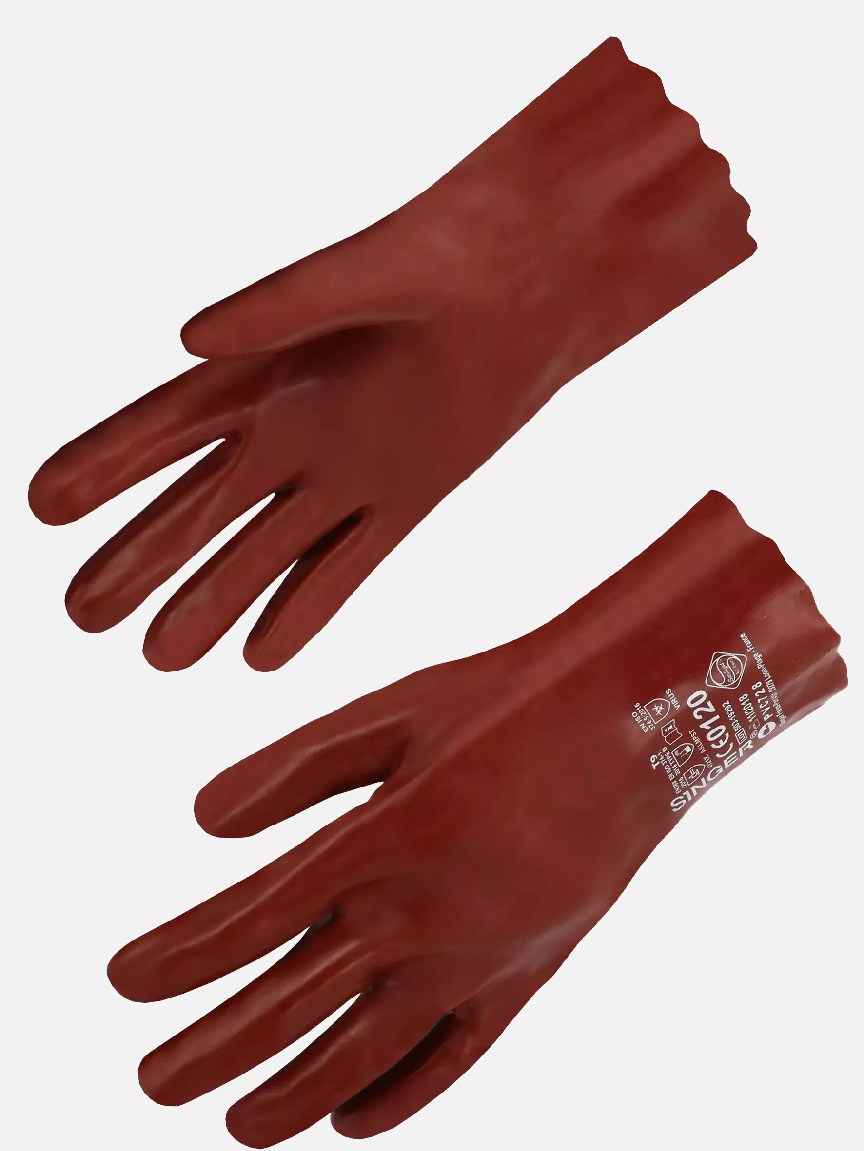 Singer Safety PVC728, PVC Chemical Protection Gloves, 270 mm, Red, image 1