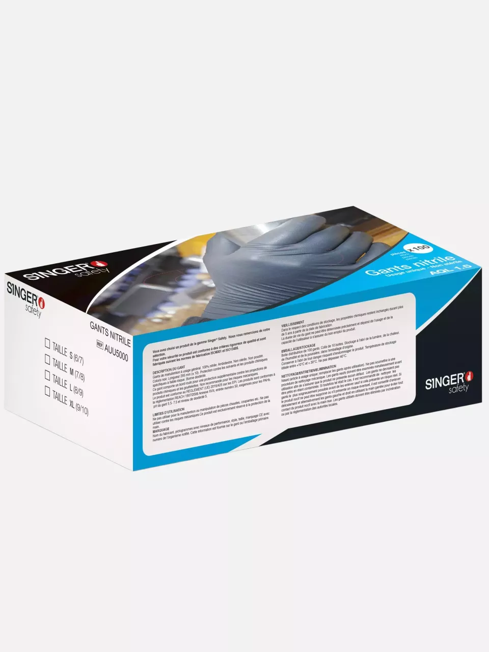 Singer Safety AUU5000, Disposable Nitrile Gloves, Black, image 2, gallery thumbnail