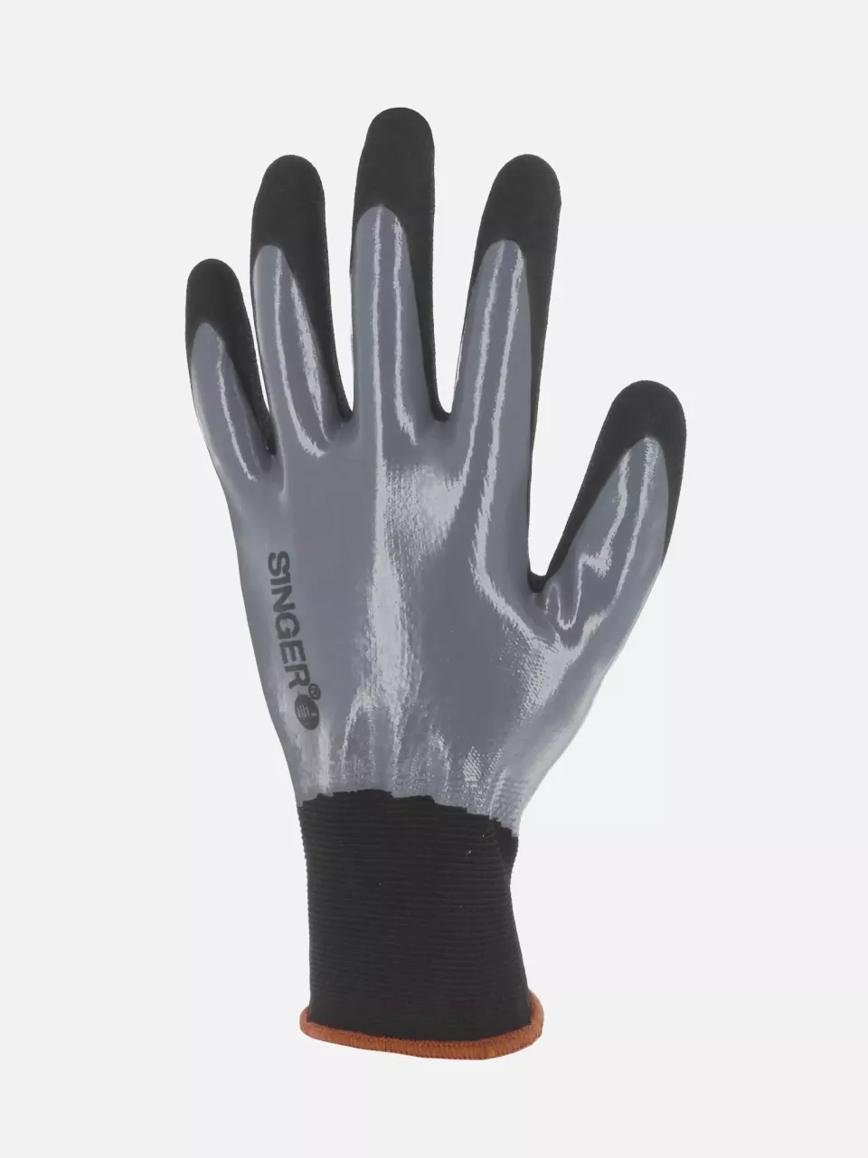 Singer Safety CGRIP157, Nitrile Coated Nylon Gloves, Size 7, Black/Grey, image 1, gallery thumbnail