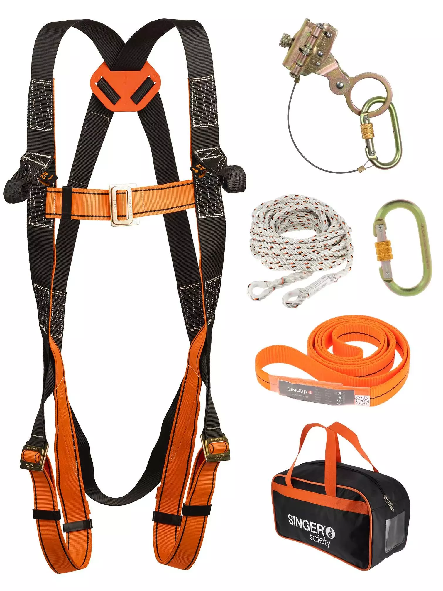 Singer Safety KITCOUVE, Full Body Harness, Black/Orange, image 1