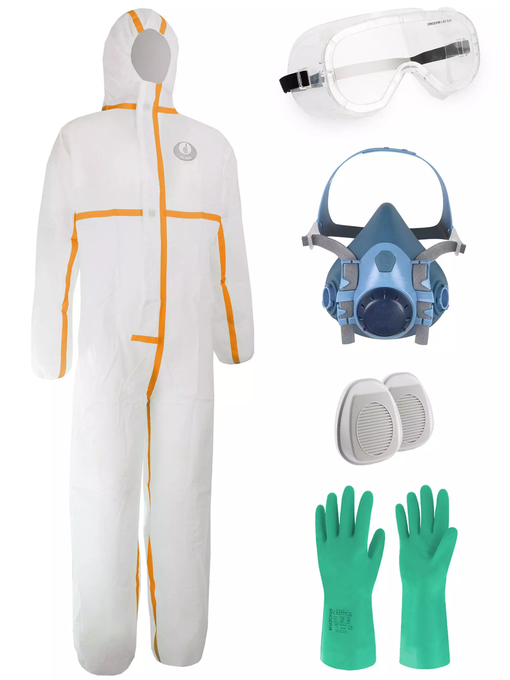 Singer Safety KITAGRI00, Personal Protective Equipment Kit with Overall, Gloves, Mask and Goggles, image 1
