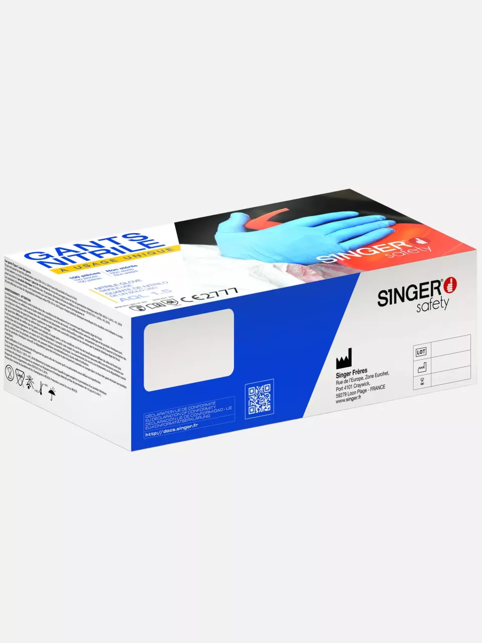 Singer Safety AUU4000, Disposable Nitrile Gloves, Blue, image 2, gallery thumbnail