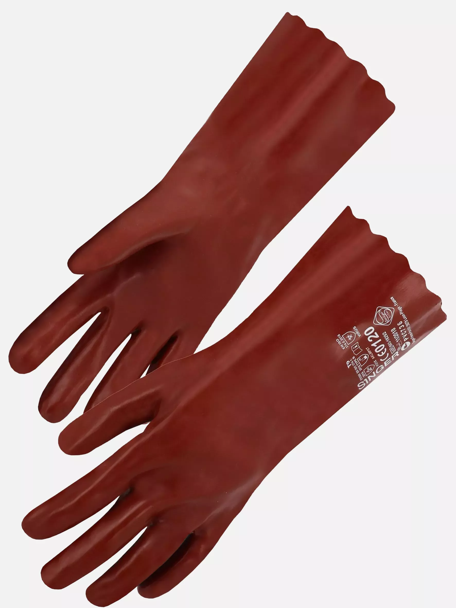 Singer Safety PVC736, PVC Coated Gloves, 350 mm, Red, image 1