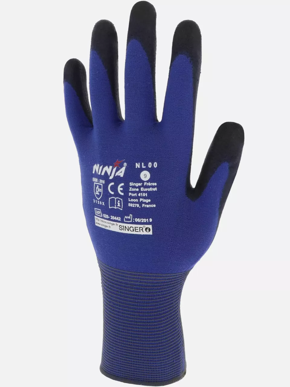 Singer Safety NL00, Gloves, Black/Blue, image 3, gallery thumbnail