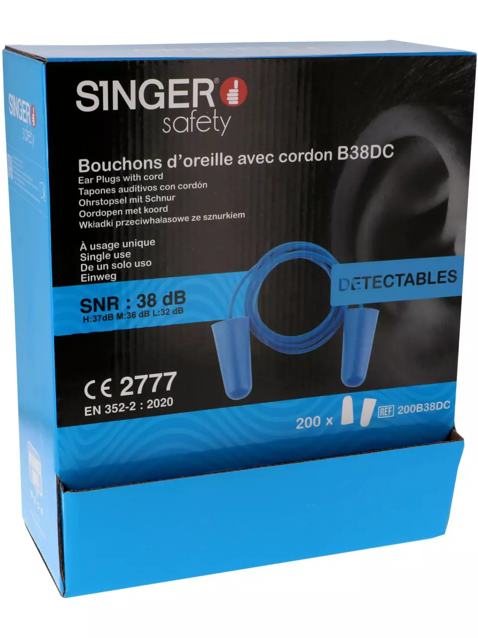 Singer Safety 200B38DC, Gehörschutzstöpsel mit Kordel, Blau, image 2, gallery thumbnail