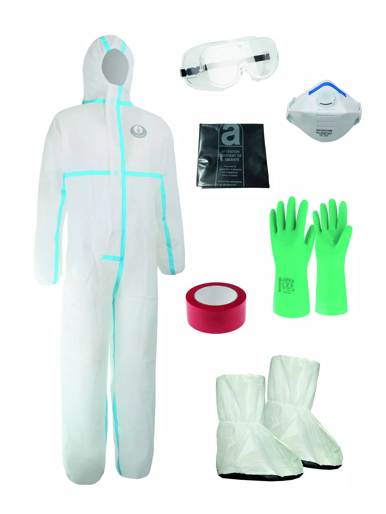 Singer Safety KITAMIANTE00, Set Persönliche Schutzausrüstung mit Overall, Handschuhen, Maske und Schutzbrille, image 1
