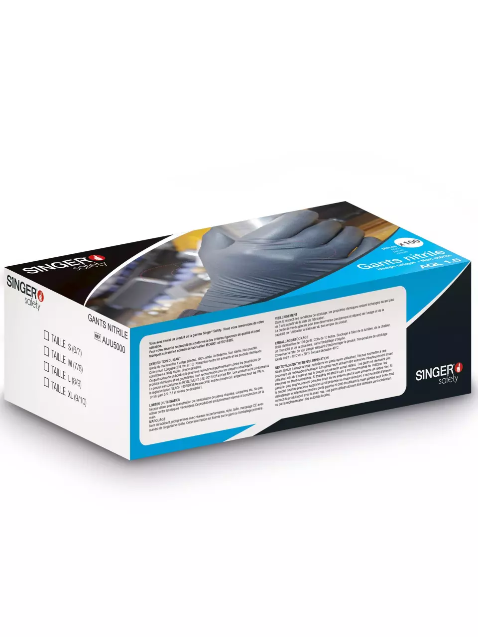 Singer Safety AUU5000, Disposable Nitrile Gloves, Black, image 2, gallery thumbnail