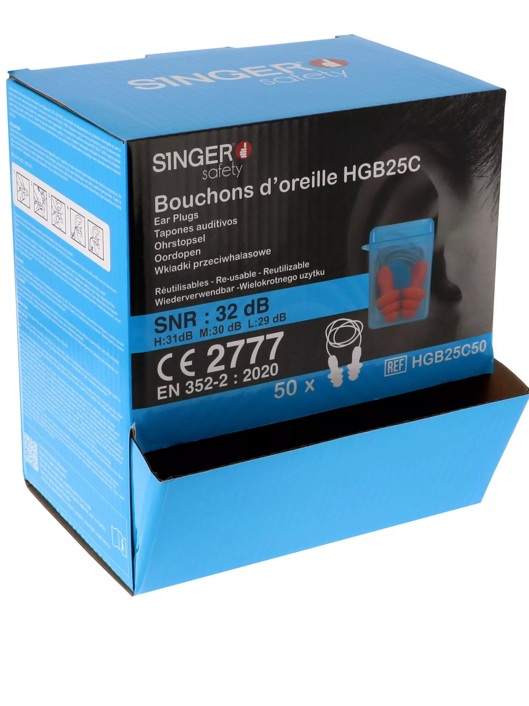 Singer Safety HGB25C50, Earplugs, Orange, image 3