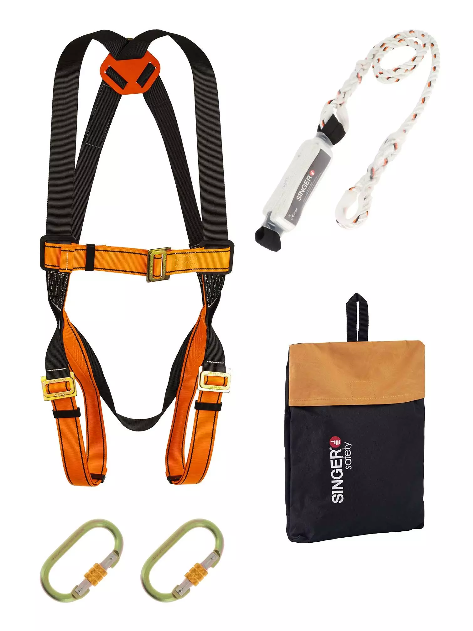Singer Safety KITH03, Fall Protection Harness, Black/Orange, image 1