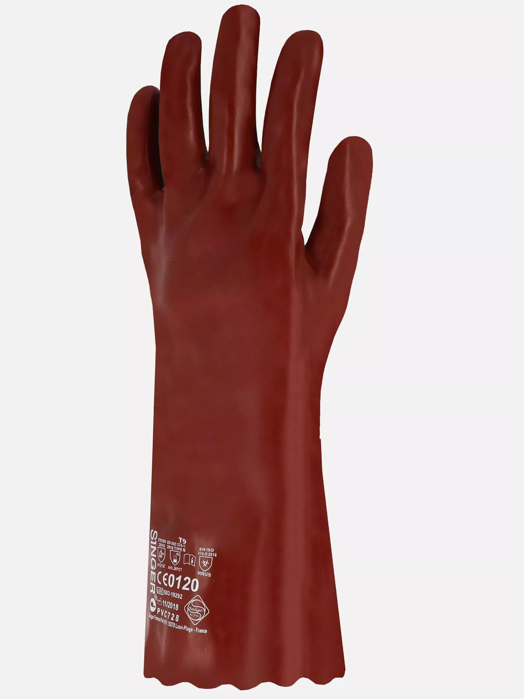 Singer Safety PVC740, PVC-Chemikalienschutzhandschuhe, 400 mm, Rot, image 3