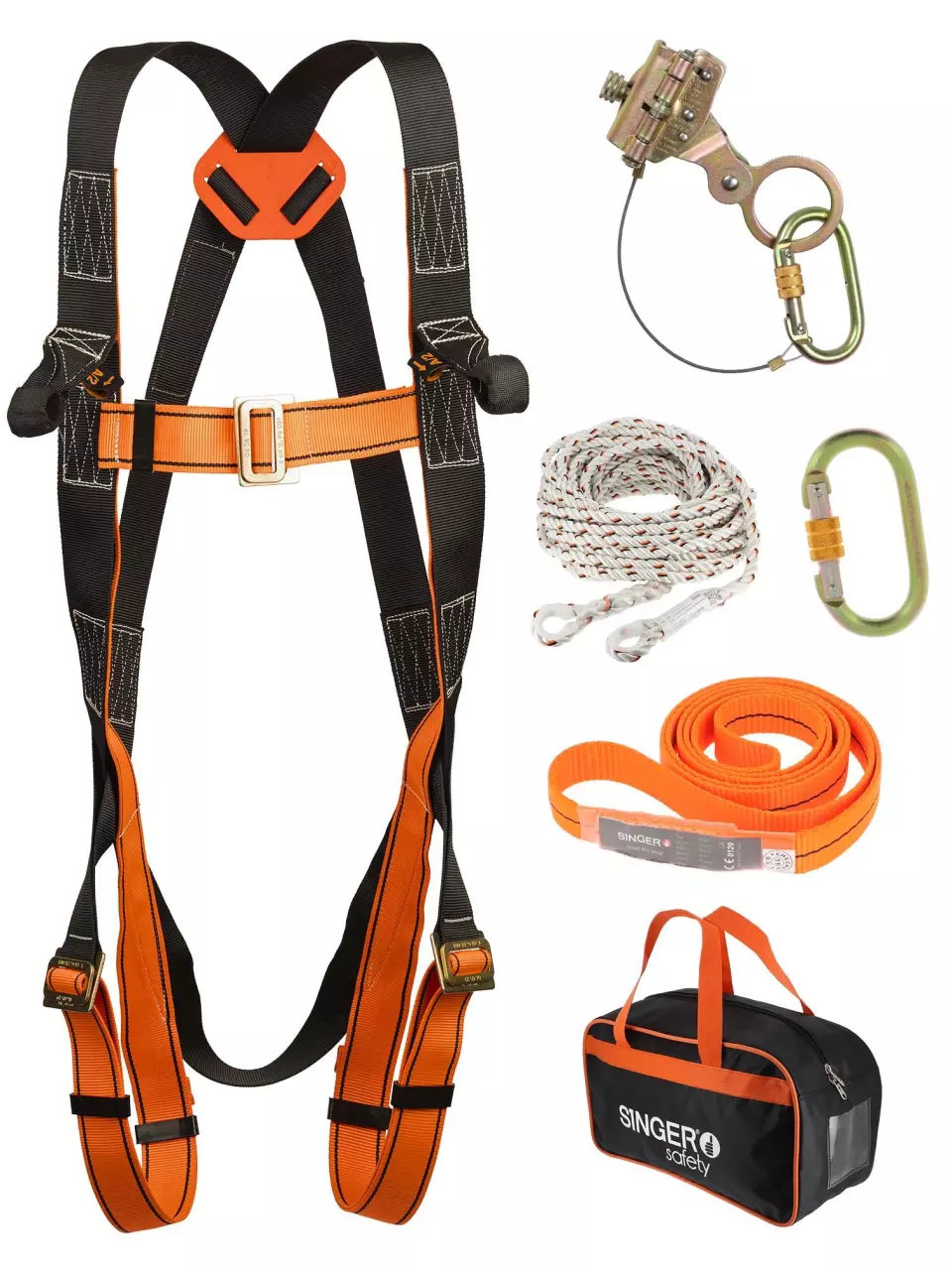 Singer Safety KITCOUVE, Full Body Harness, Black/Orange, image 1, gallery thumbnail