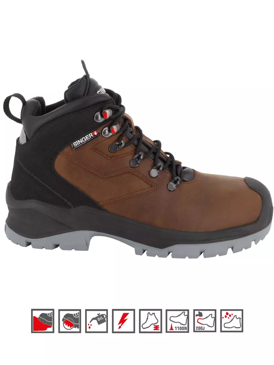 Singer Safety ABYSS, High Safety Shoe, S3 WR SRC, Black/Brown, image 3, gallery thumbnail