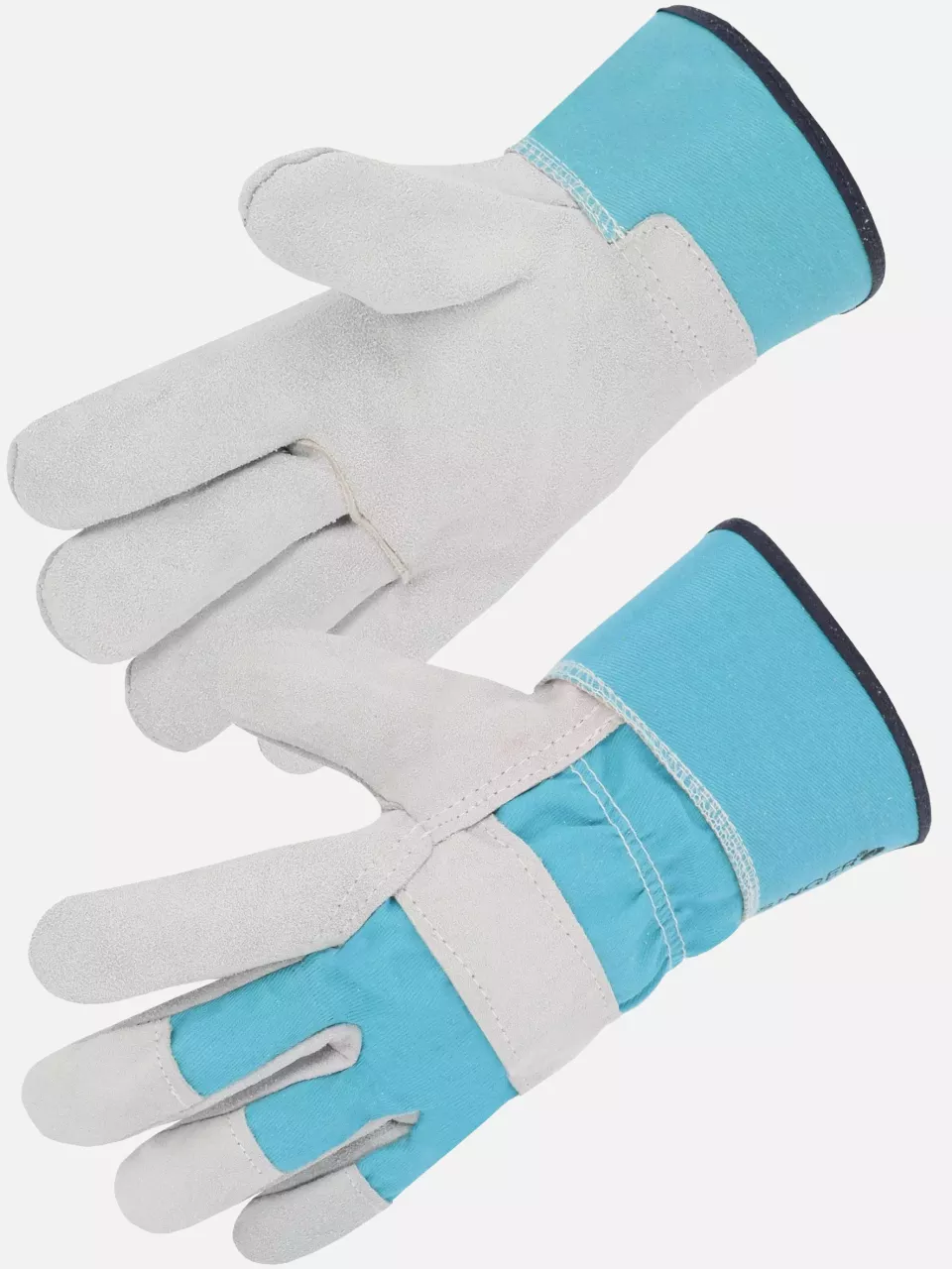 Singer Safety 501S, Leather Work Gloves, Size 10, Grey/Blue, image 1, gallery thumbnail