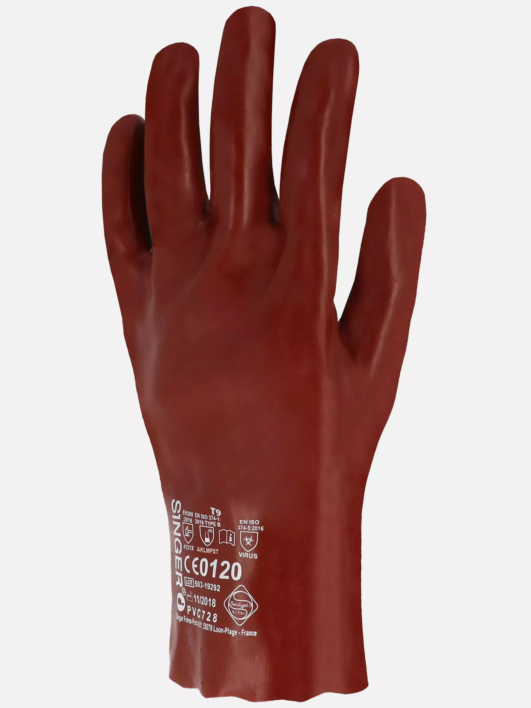 Singer Safety PVC728, PVC Chemical Protection Gloves, 270 mm, Red, image 3