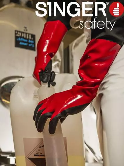 Singer Safety CHEM350, Chemical Protection Gloves, 350 mm, Black/Red, image 4