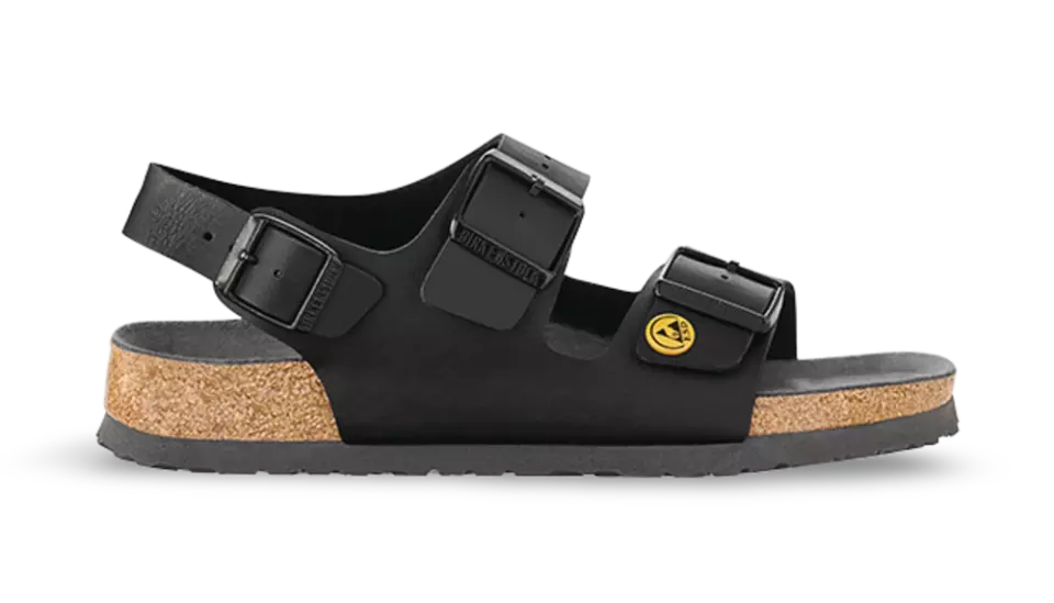 Birkenstock 634790, Milano ESD BF Regular Occupational Sandals, Black, image 2, gallery thumbnail