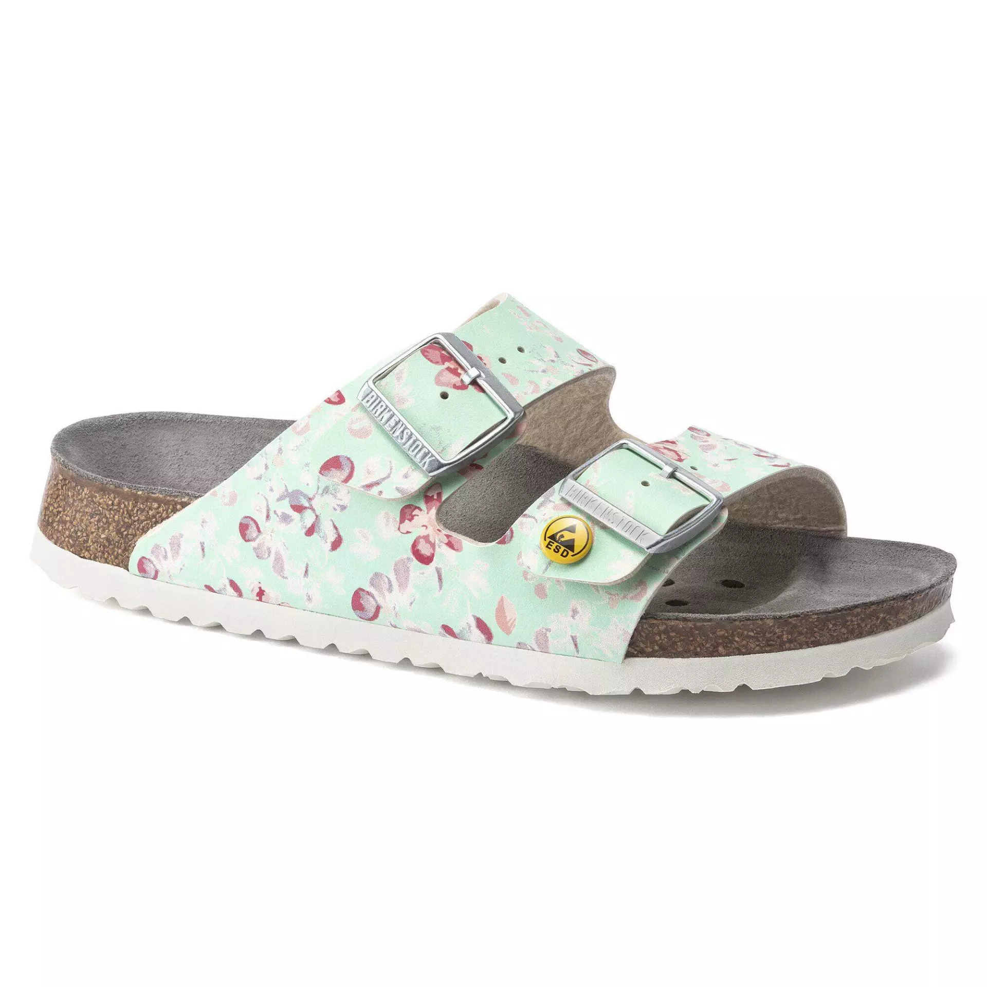 Birkenstock 1021400, Arizona ESD BF Narrow Occupational Sandals, Flower Field Mint