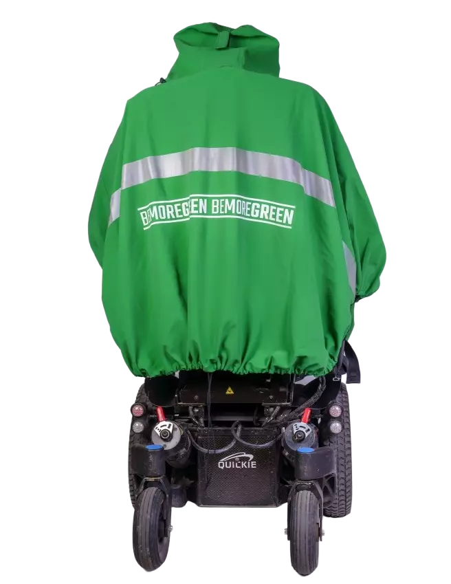 BeMoreGreen 911, Wheelchair Poncho, Green, image 5, gallery thumbnail