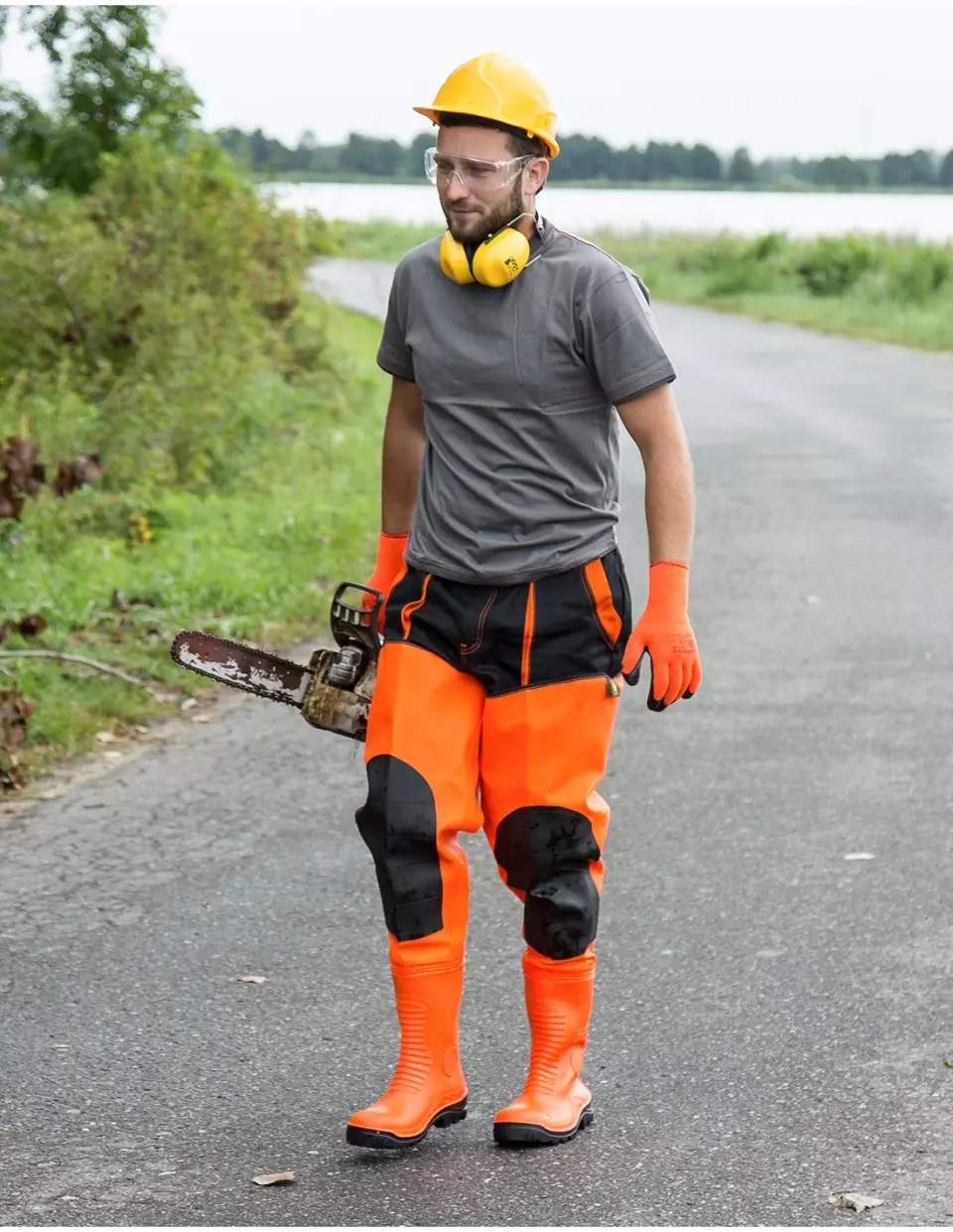 PROS WRM02-F, Fluo Thigh Waders, Orange, image 10, gallery thumbnail