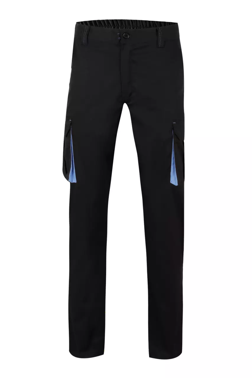 Velilla 103024S-00-05, Work Trousers, Black/Sky Blue, image 1, gallery thumbnail