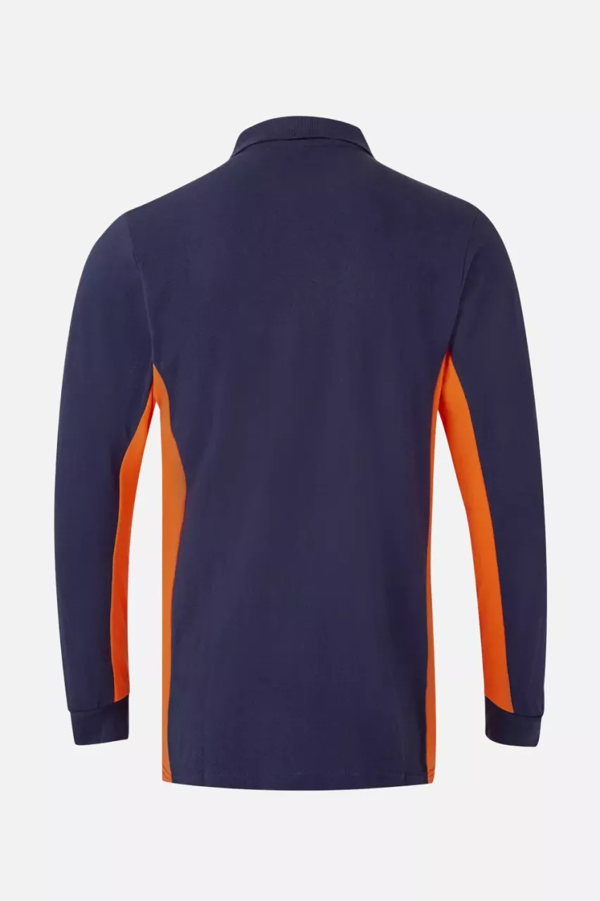 Velilla 105514-61-16, Long Sleeved Polo Shirt, Navy Blue/Orange, image 2, gallery thumbnail