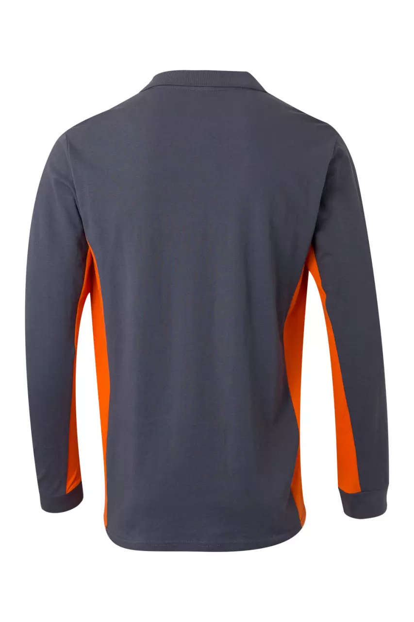 Velilla 105514-08-16, Long Sleeved Polo Shirt, Grey/Orange, image 3, gallery thumbnail