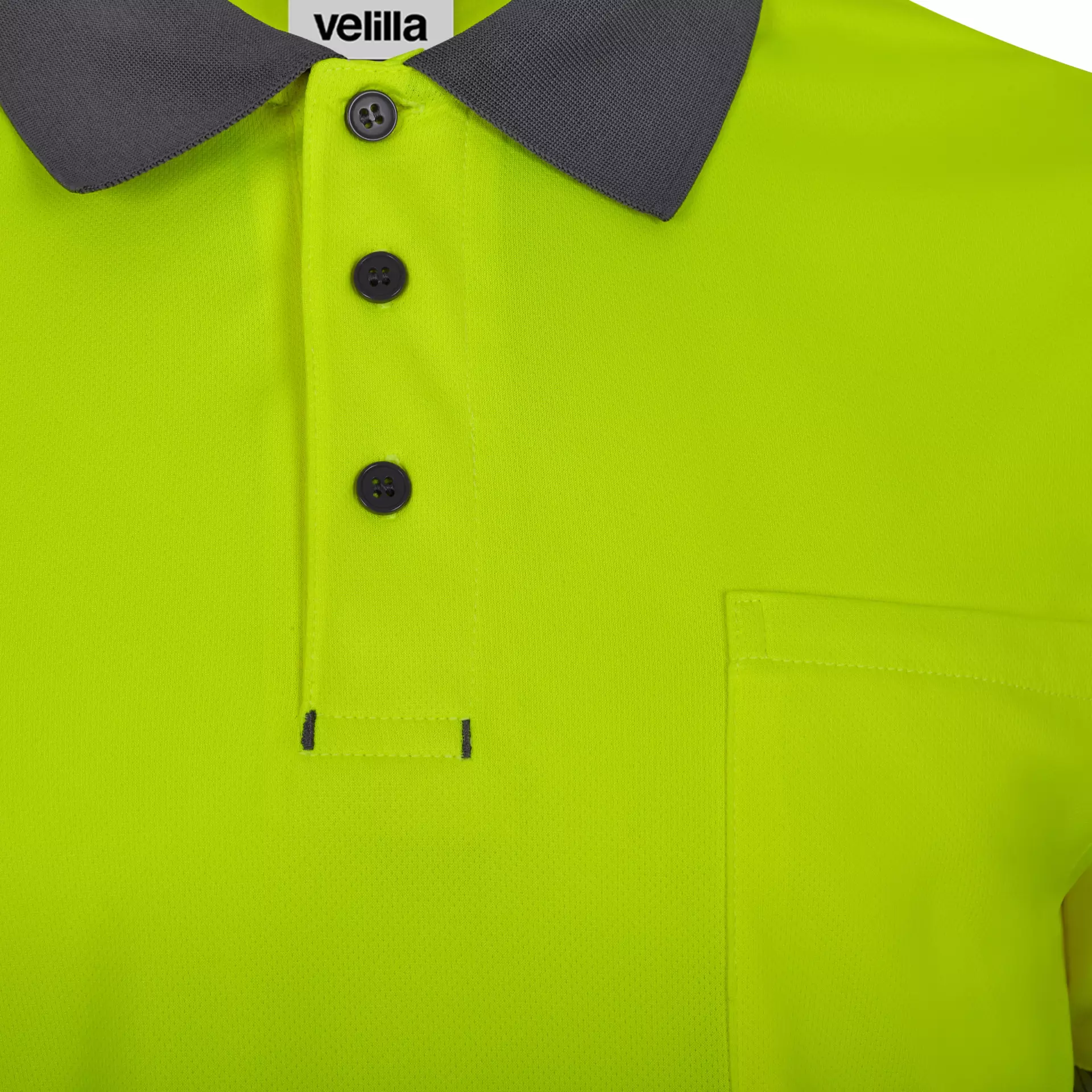 Velilla 305535-08-20-1, High-Vis Long Sleeved Polo Shirt, Grey/Hi-Vis Yellow, image 4