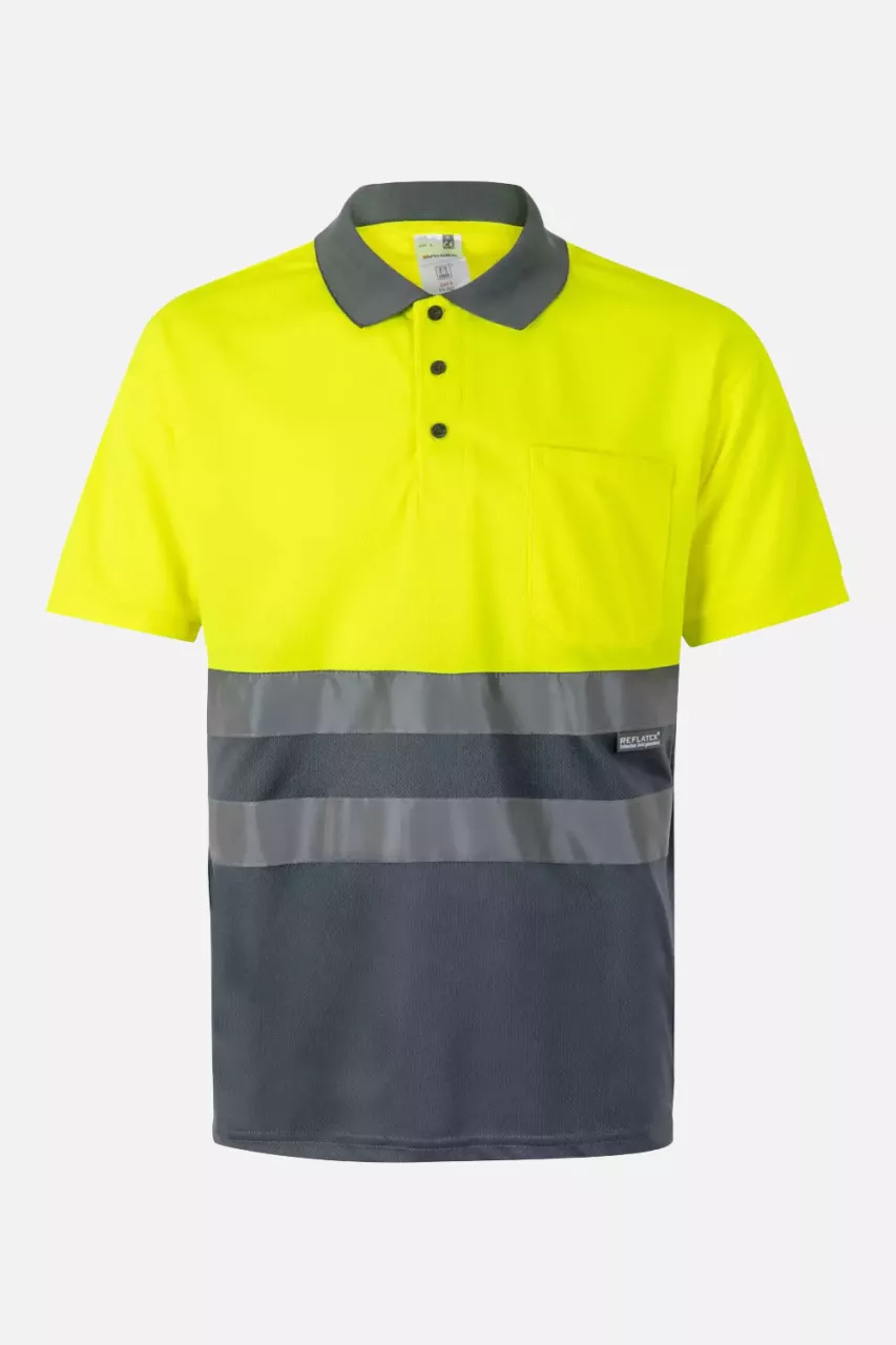 Velilla 0173-08-20, Warnschutz-Poloshirt, Grau/Warngelb, image 1, gallery thumbnail