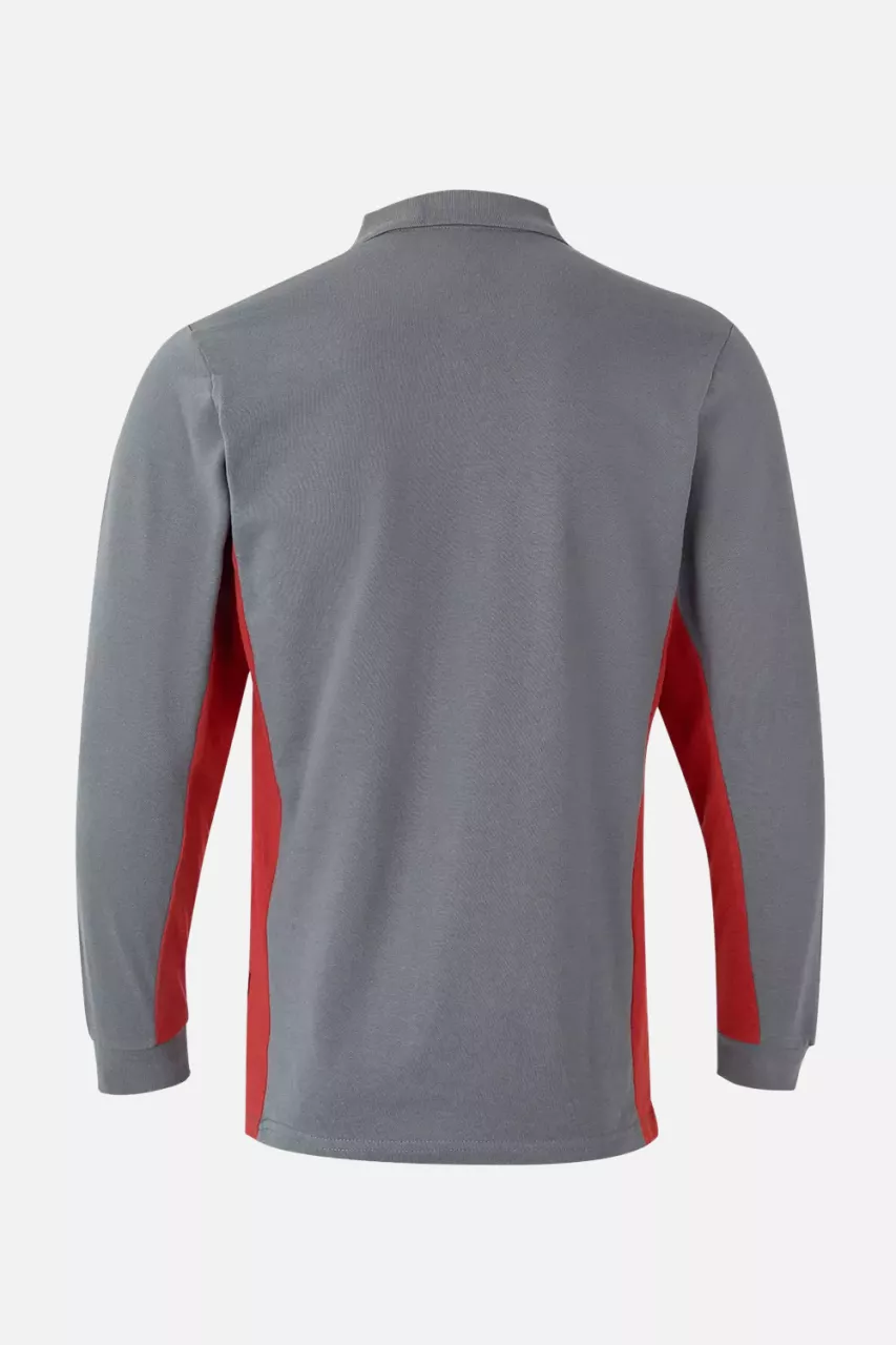Velilla 105514-08-12, Long Sleeved Polo Shirt, Grey/Red, image 3, gallery thumbnail