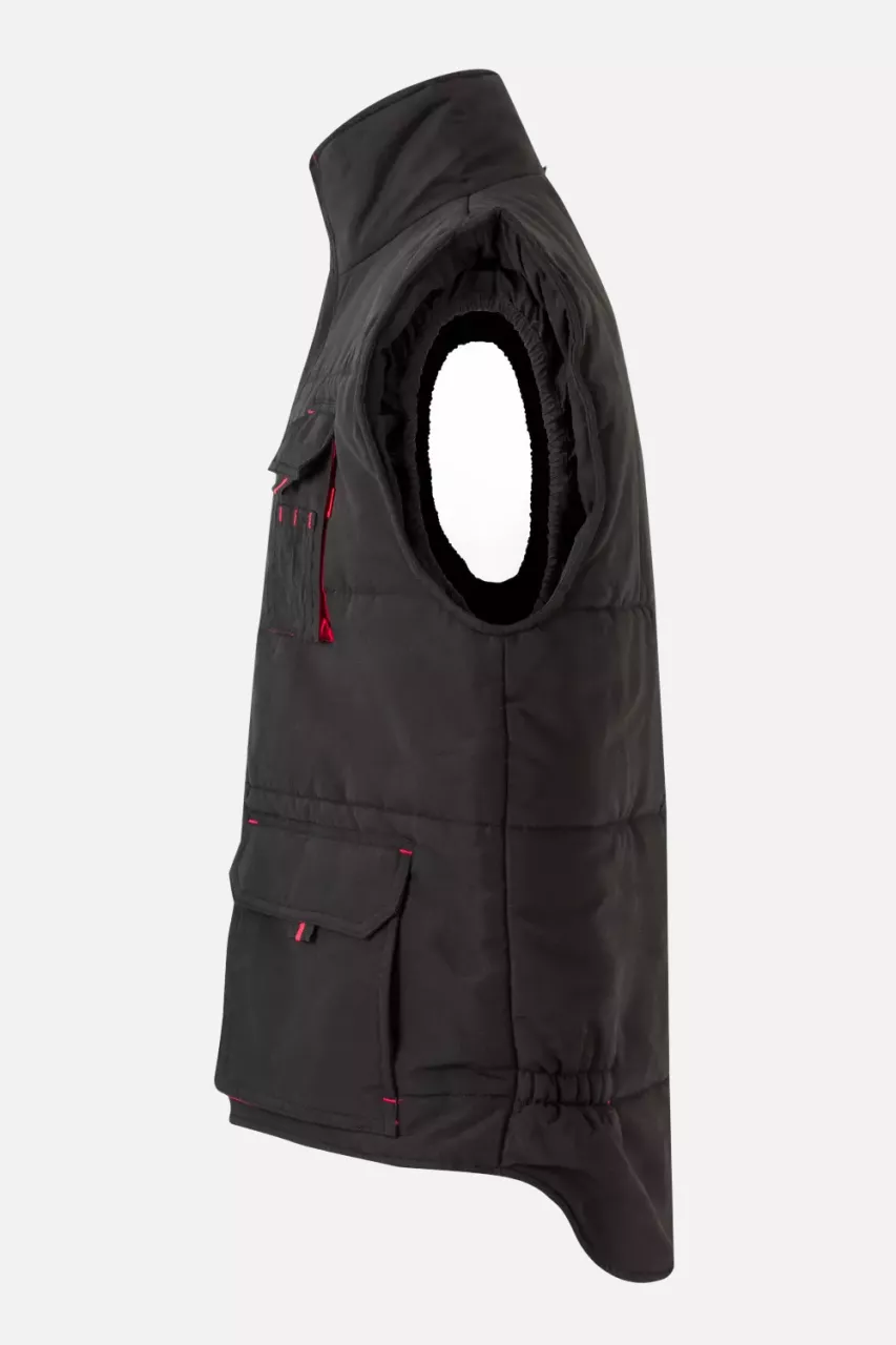 Velilla 205902-00-12, Padded Work Vest, Black/Red, image 4, gallery thumbnail