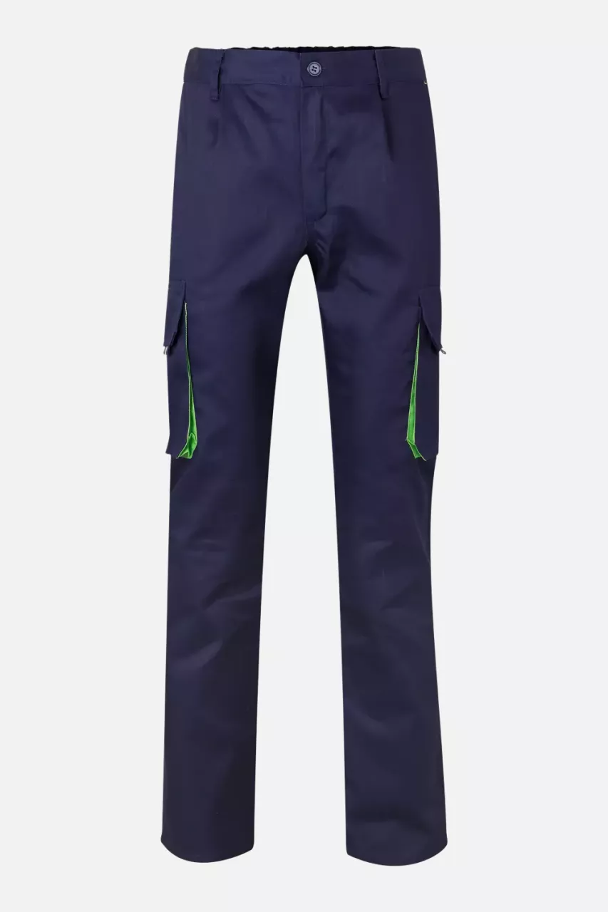 Velilla 103004-01-25, Work Trousers, Marine Blue/Lime Green, image 1, gallery thumbnail