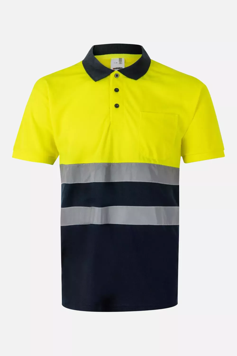 Velilla 305504-01-20, Warnschutz-Kurzarm-Poloshirt, Marineblau/Warngelb, image 1