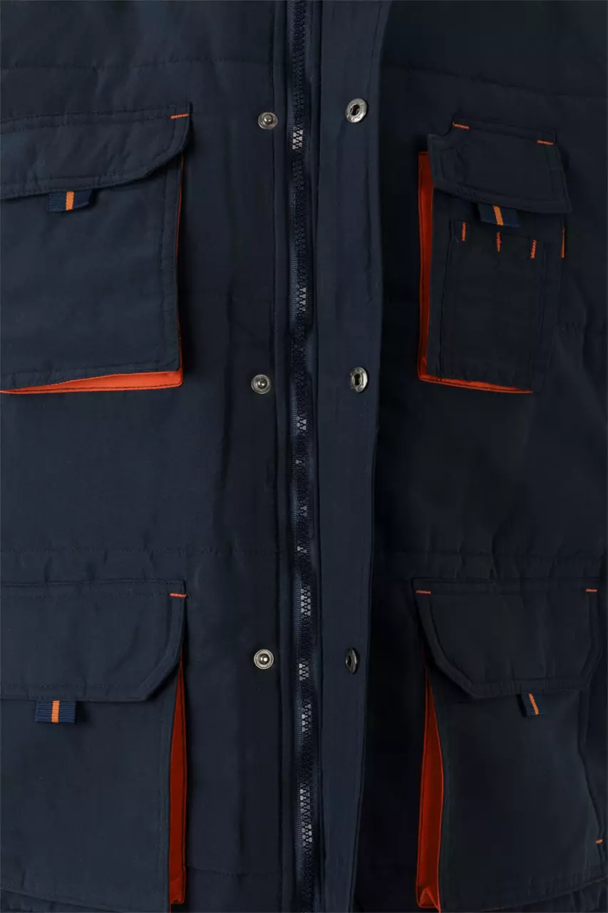Velilla 205902-61-16, Padded Work Vest, Navy Blue/Orange, image 6, gallery thumbnail