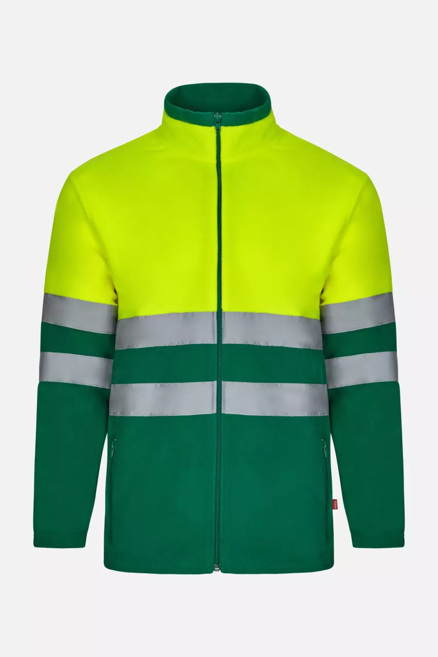 Velilla 301503-02-20, High-Vis Fleece Jacket, Green/Hi-Vis Yellow, image 1, gallery thumbnail