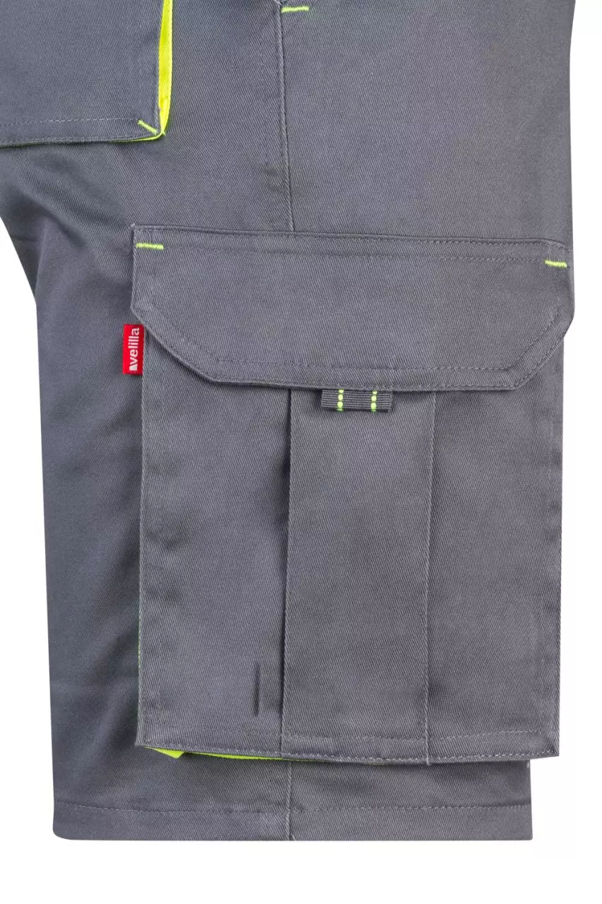 Velilla 103010S-08-20, Work Shorts, Grey/Hi-Vis Yellow, image 2, gallery thumbnail