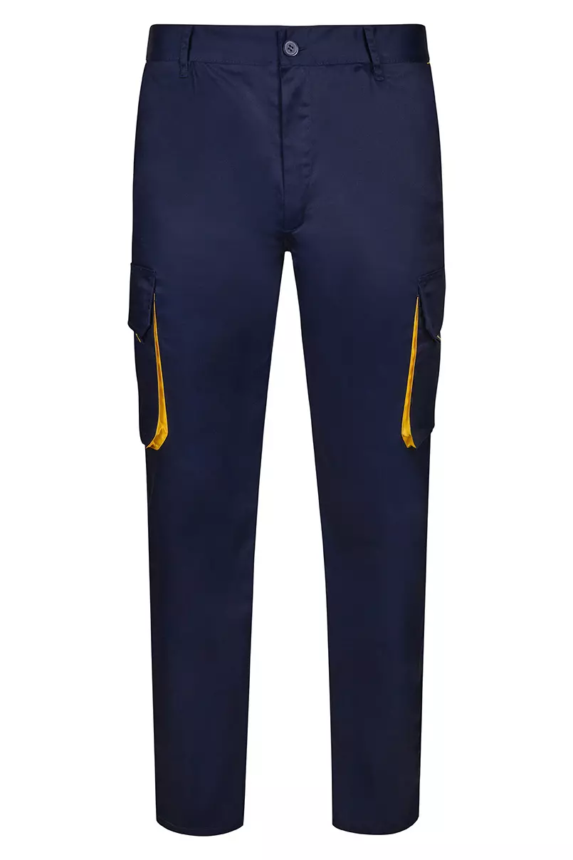 Velilla Work Trousers, Navy Blue/Yellow
