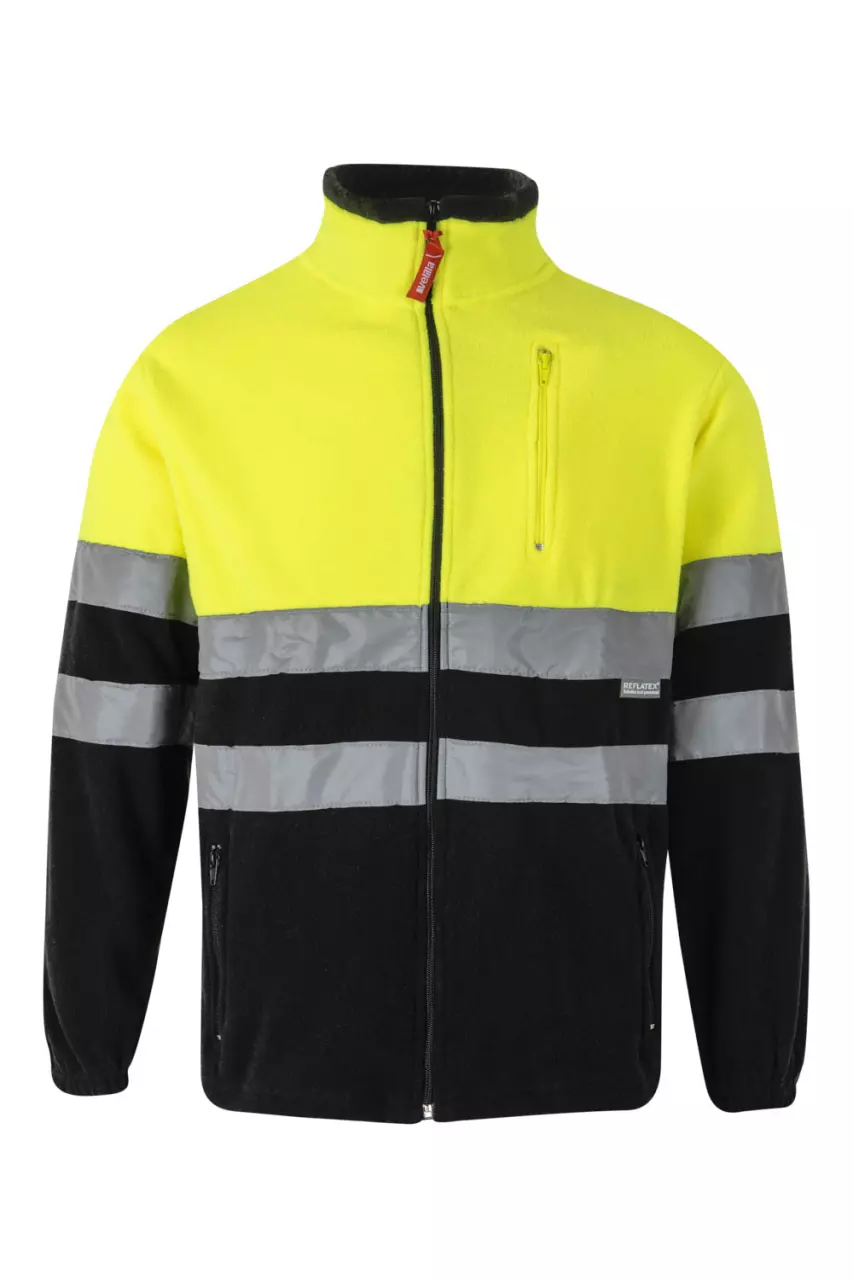 Velilla High-Vis Fleece Jacket, Black/Hi-Vis Yellow